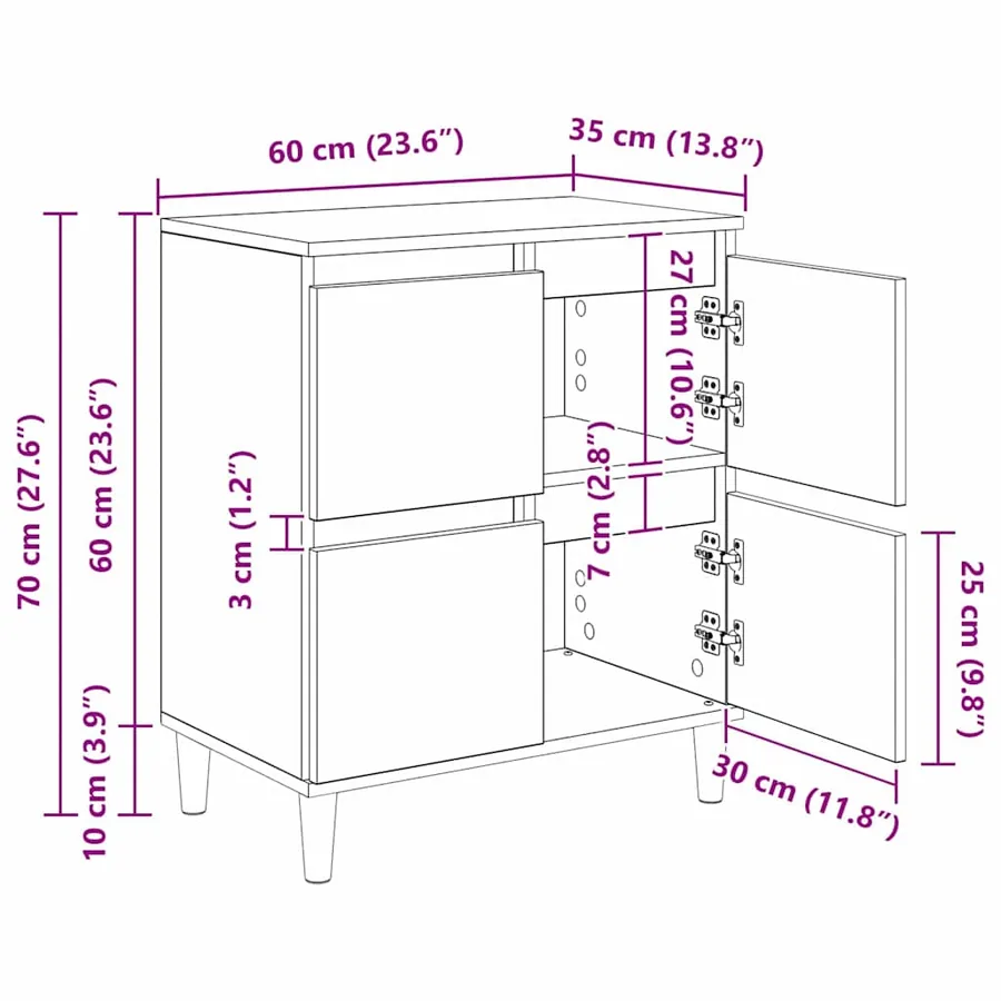 Buffet Bois Ancien 60 x 35 x 70 cm Bois d'ingénierie - 14