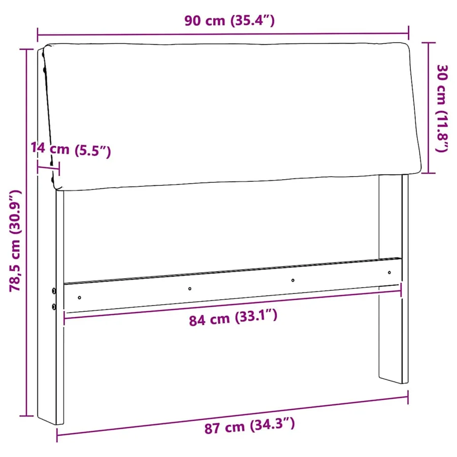 Tête de lit capitonnée Gris clair 90 cm Pin massif - 11