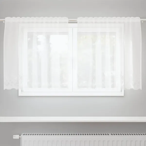 Rideau en Dentelle Floral Blanc 100 x 150 cm Polyester