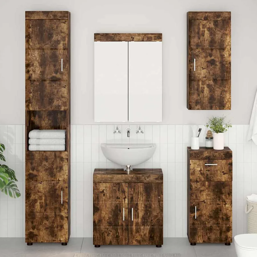 Armoire murale de salle de bain avec étagère TULUM Chêne fumé