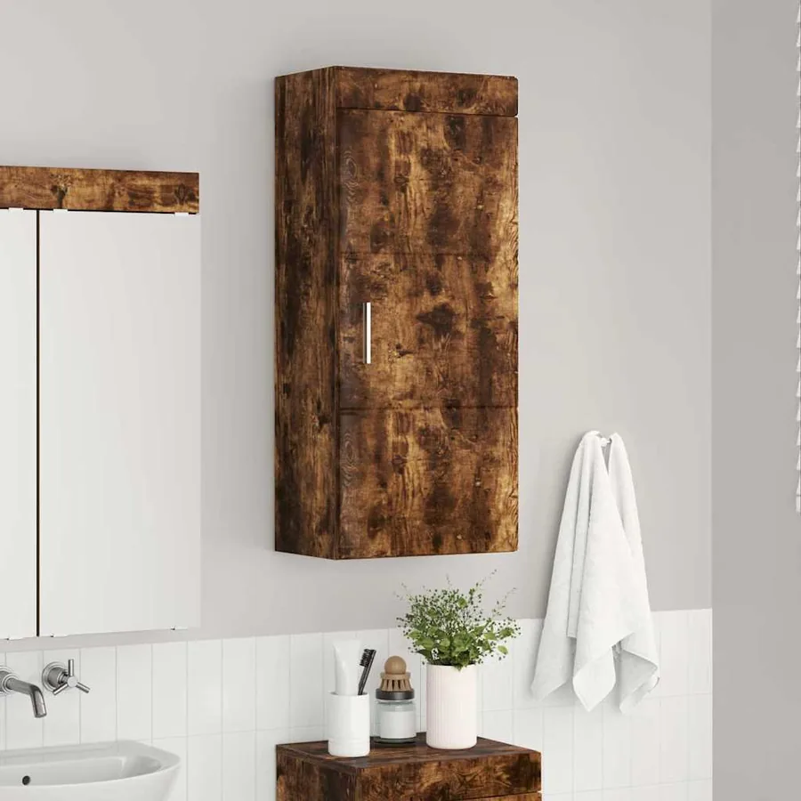 Armoire murale de salle de bain avec étagère TULUM Chêne fumé - 4