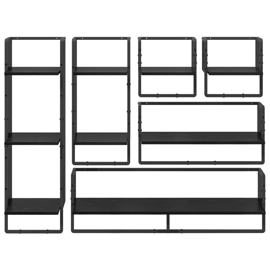 Ensemble d'étagères murales 6 pcs Chêne noir 100 x 25 x 30 cm - 10