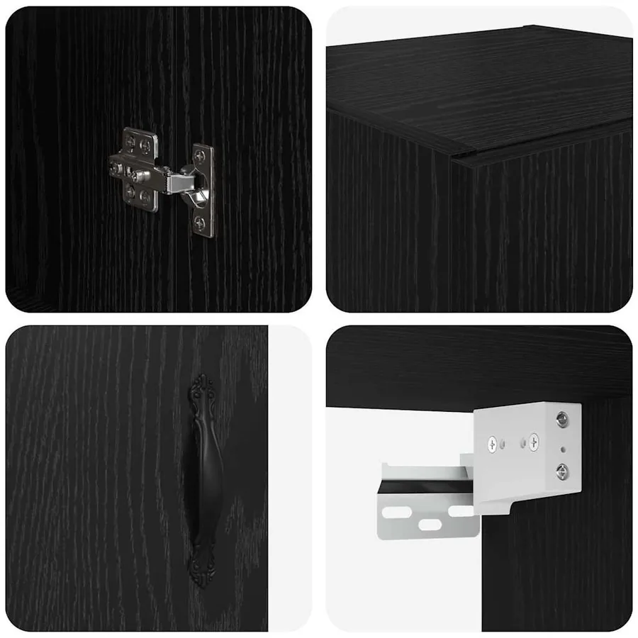 Haut Armoire Chêne blanc et noir 69,5 x 34 x 180 cm - 11