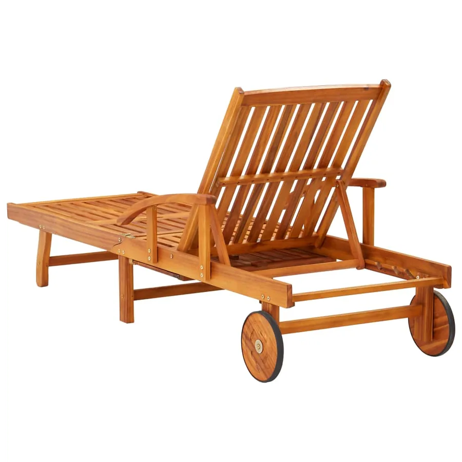 Chaise longue de jardin avec table et coussin Bois d'acacia - 4