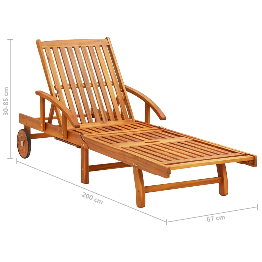 Chaise longue de jardin avec table et coussin Bois d'acacia - 9