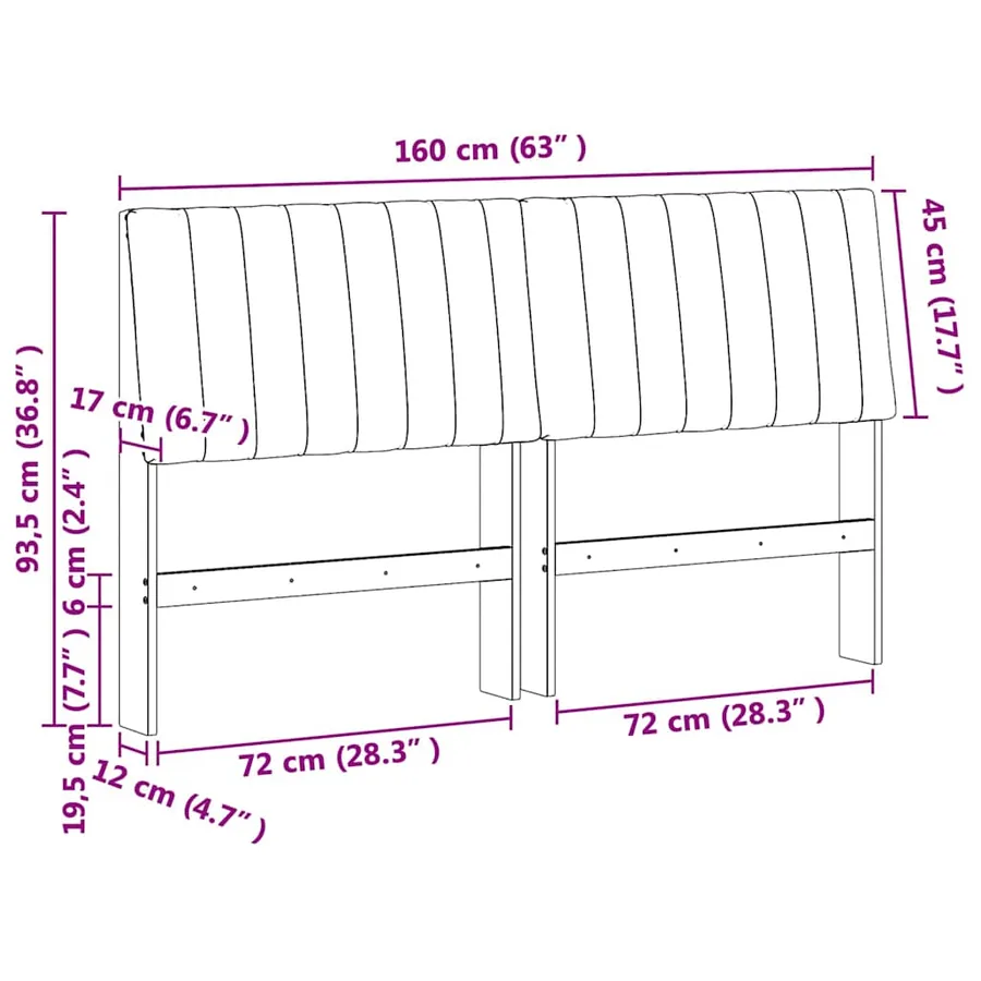 Tête de lit capitonnée Noir 160 cm Pin massif - 11