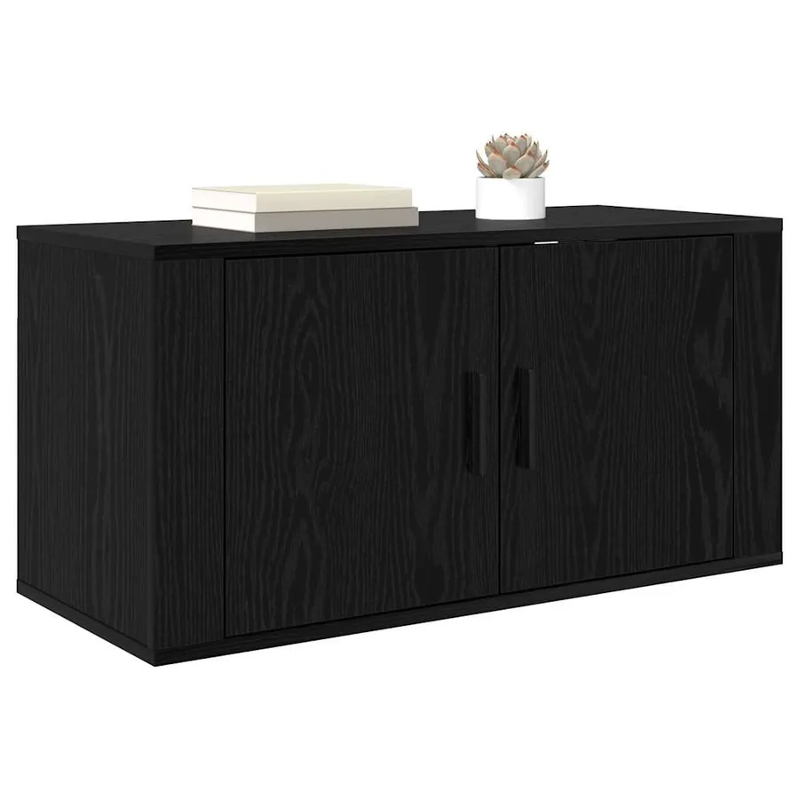 Meuble TV mural Chêne noir 80 x 34,5 x 40 cm Bois d'ingénierie - 3