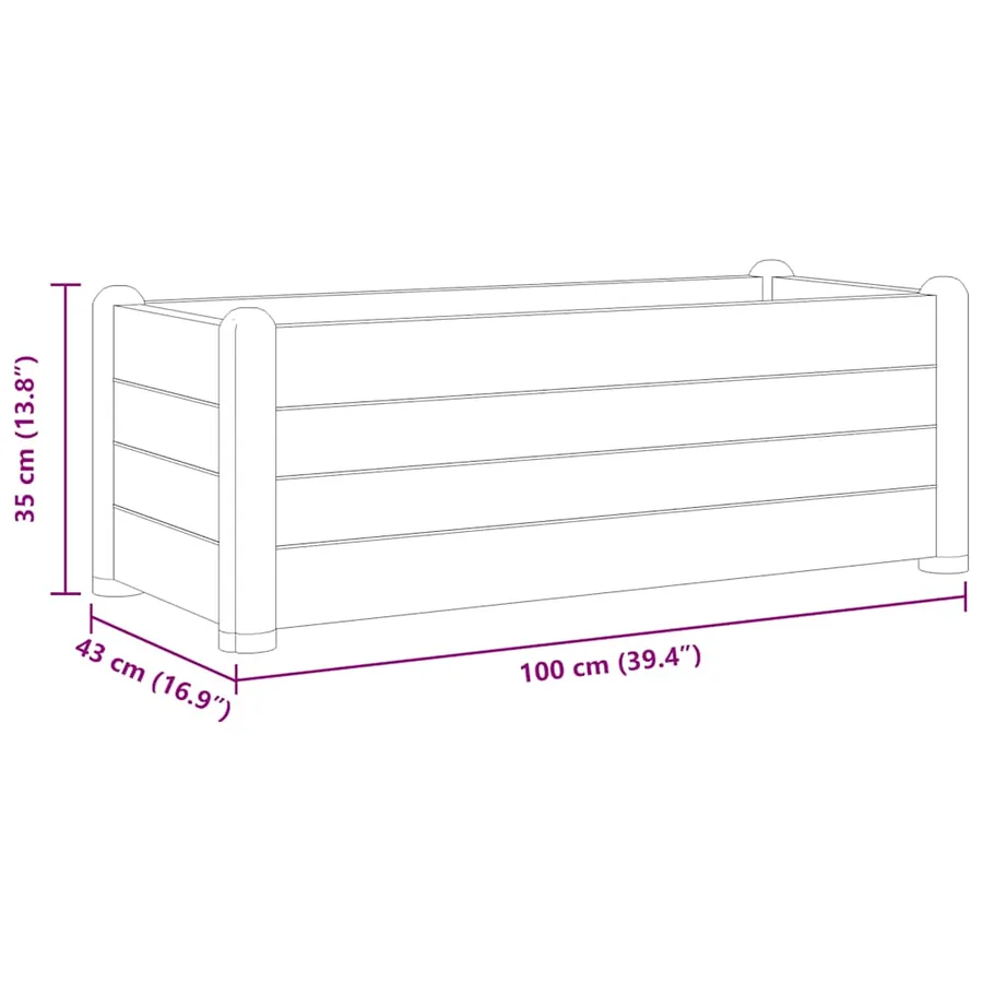 Lit surélevé de jardin PP Anthracite 100x43x35 cm - 6