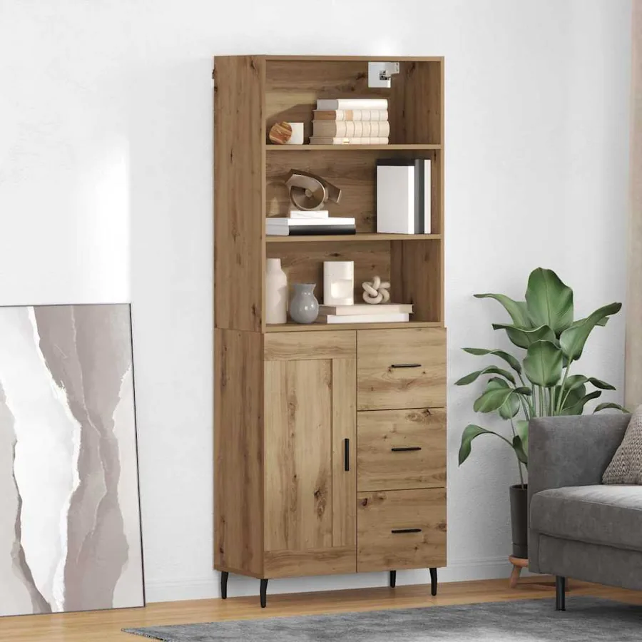 Haut Armoire 2 pcs Chêne artisanal 69,5 x 32,5 x 180 cm