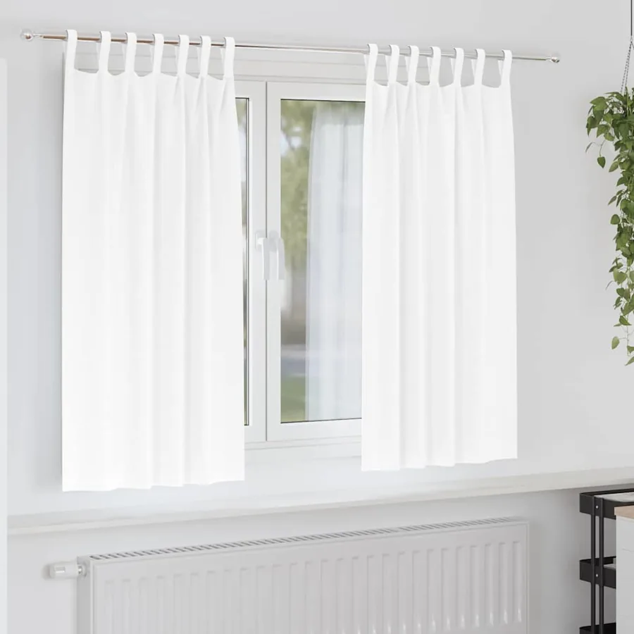 Rideaux occultants avec anneaux 2 pcs Blanc pur 175 x 140 cm