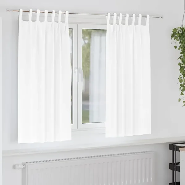Rideaux occultants avec anneaux 2 pcs Blanc pur 175 x 140 cm