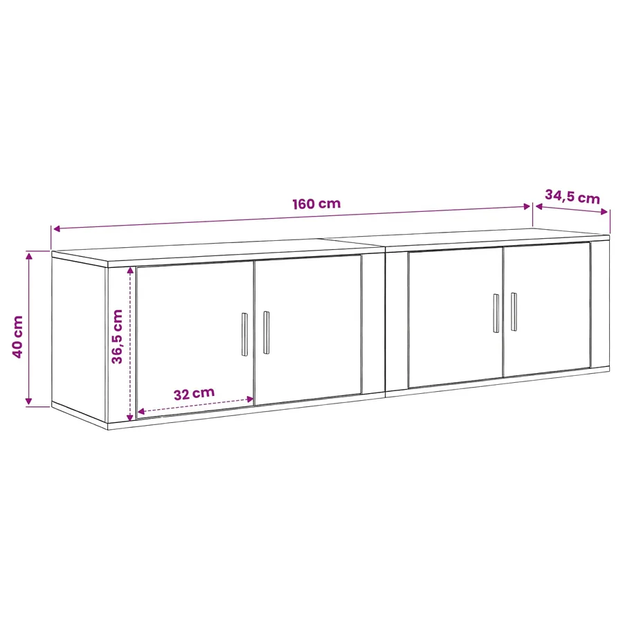 Ensemble de meuble TV mural 2 pcs Bois Ancien 80 x 34,5 x 40 cm - 10