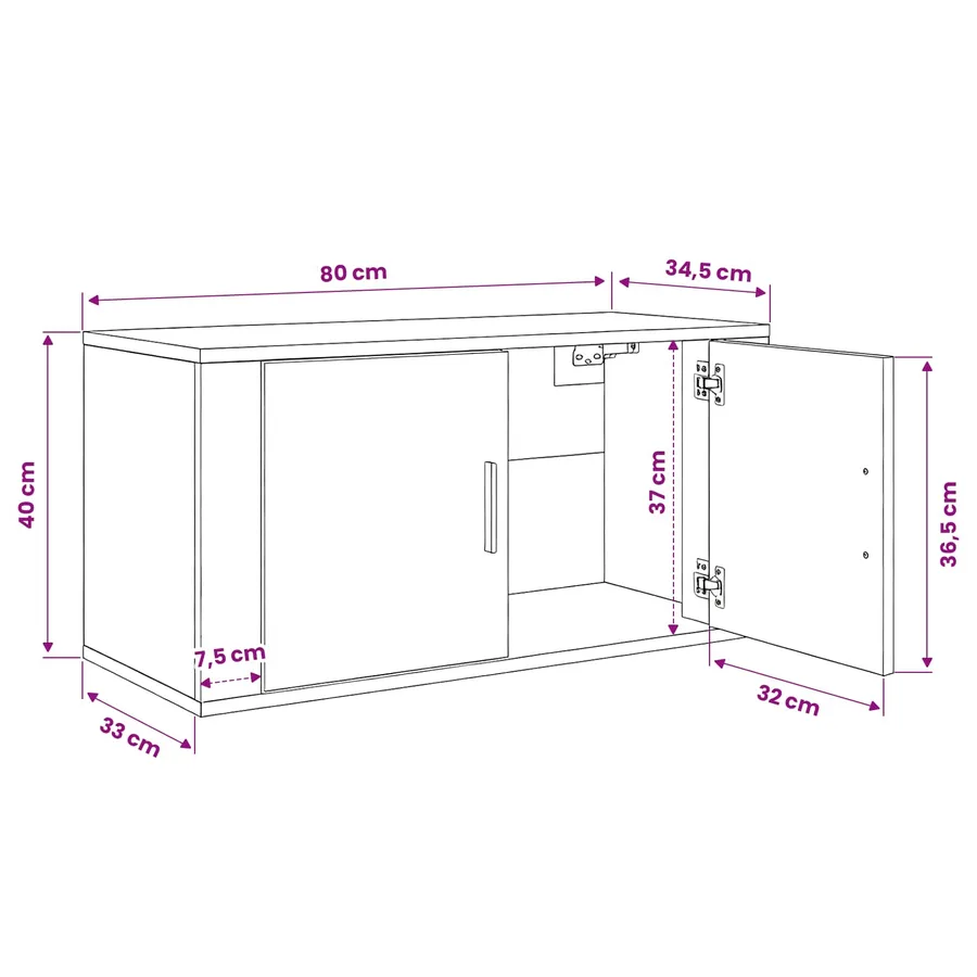 Ensemble de meuble TV mural 2 pcs Bois Ancien 80 x 34,5 x 40 cm - 11