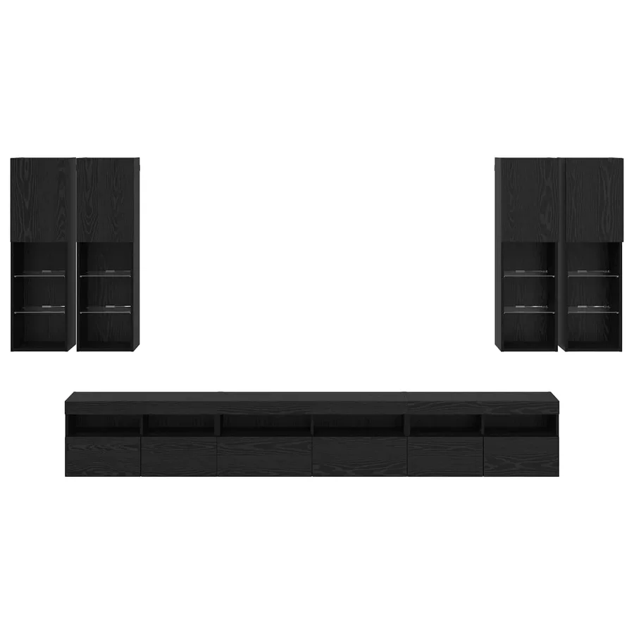 Ensemble de meuble TV mural 7 pcs Chêne noir Bois d'ingénierie - 8