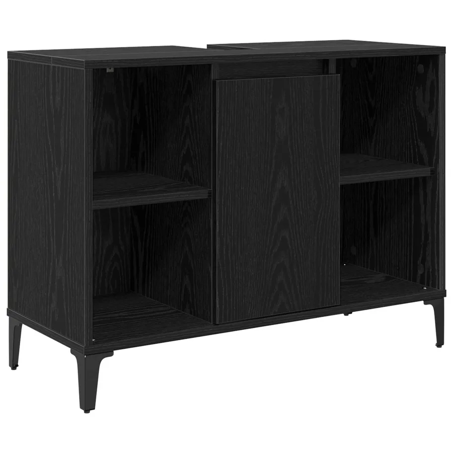 Armoire d'évier avec étagère Chêne noir 80 x 33 x 60 cm - 2