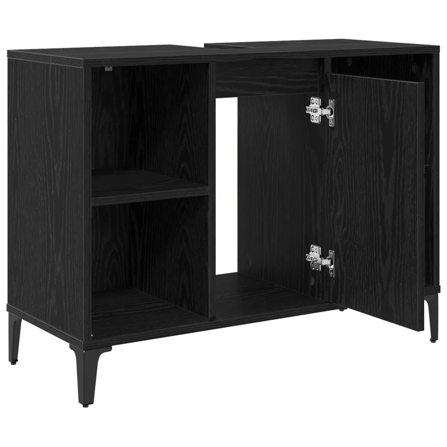 Armoire d'évier avec étagère Chêne noir 80 x 33 x 60 cm - 5