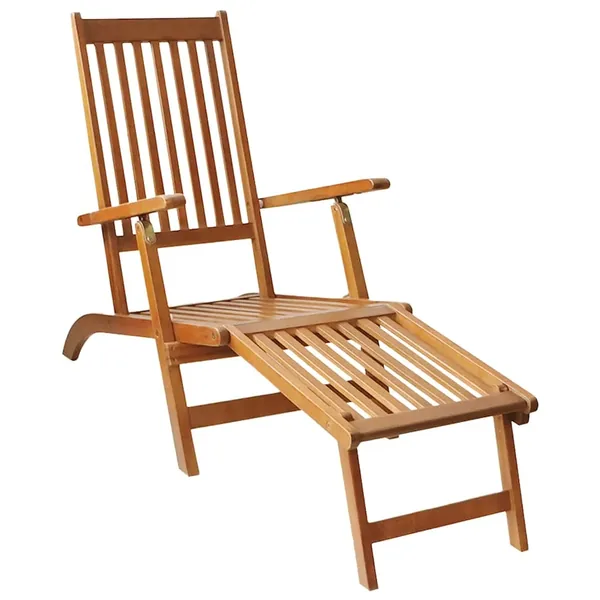 Chaise de terrasse avec repose-pied Bois d'acacia solide