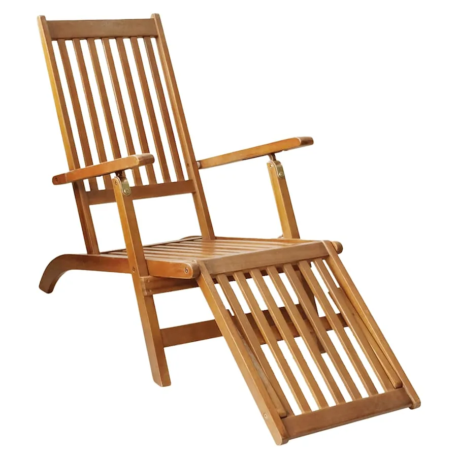 Chaise de terrasse avec repose-pied Bois d'acacia solide - 5