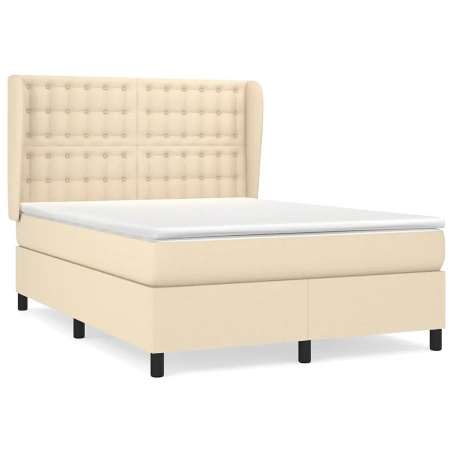 Sommier à lattes de lit avec matelas Crème 140x200 cm Tissu - 2