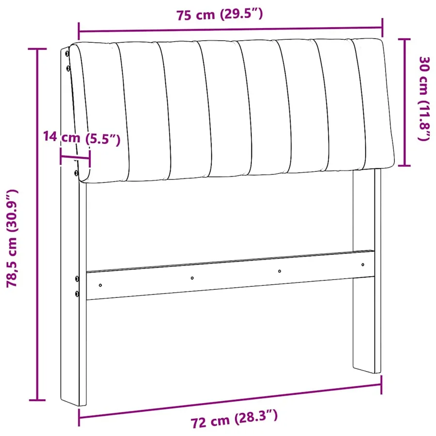 Tête de lit capitonnée Taupe 75 cm Pin massif - 11