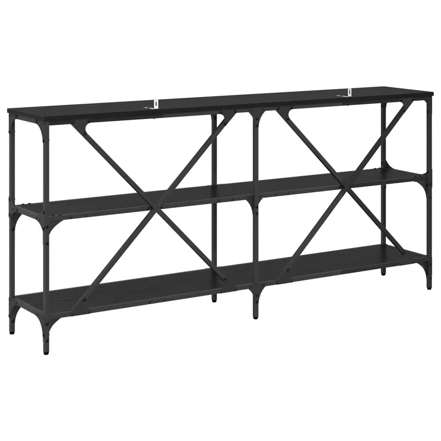 Table console Chêne noir 160 x 30 x 75 cm Bois d'ingénierie - 7