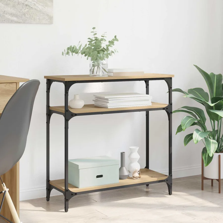 Table console Chêne artisanal 75 x 29 x 75 cm Bois d'ingénierie