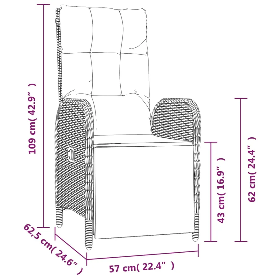 Ensemble à manger de jardin 9pcs et coussins noir et gris - 11