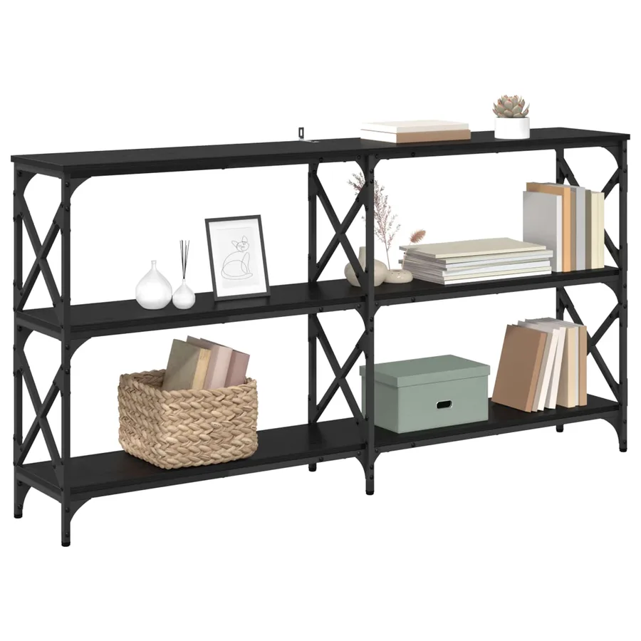 Table console Chêne noir 156 x 28 x 80,5 cm Bois d'ingénierie - 3