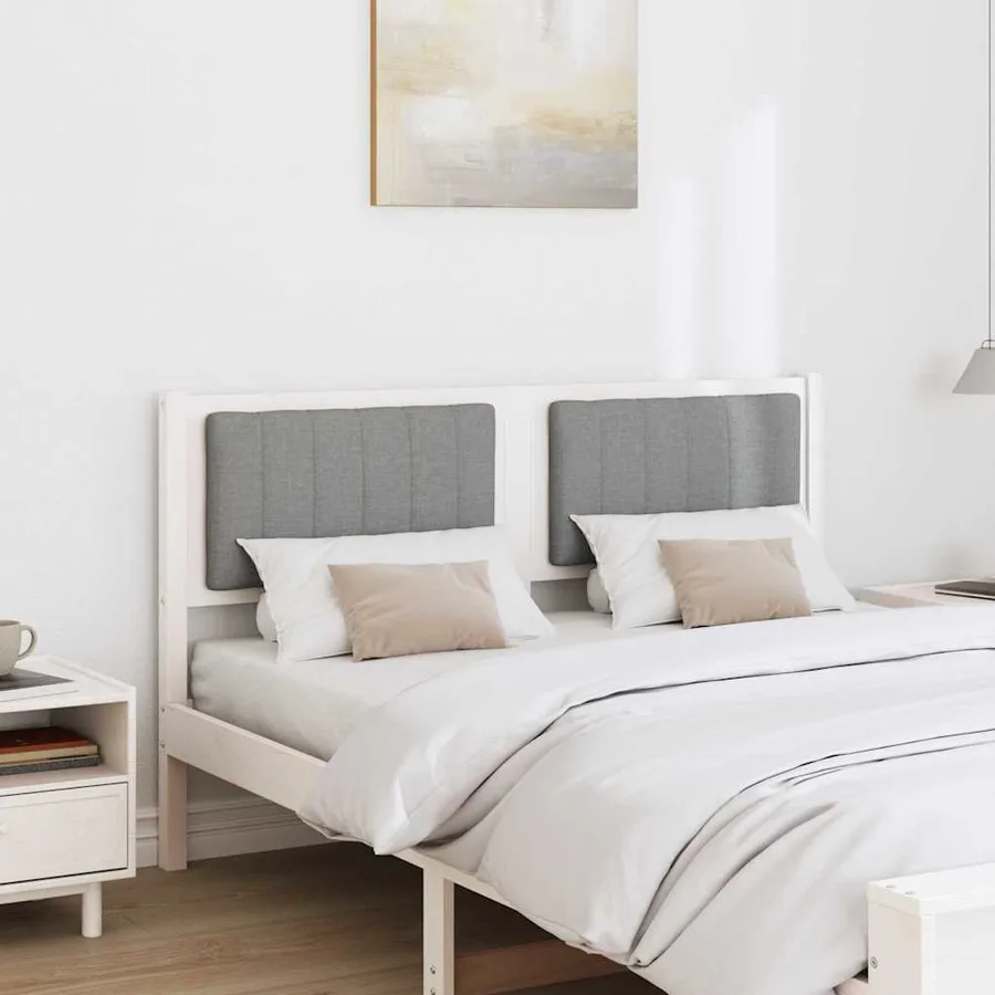 Tête de lit capitonnée avec tête de lit Blanc 140 cm Pin massif - 3