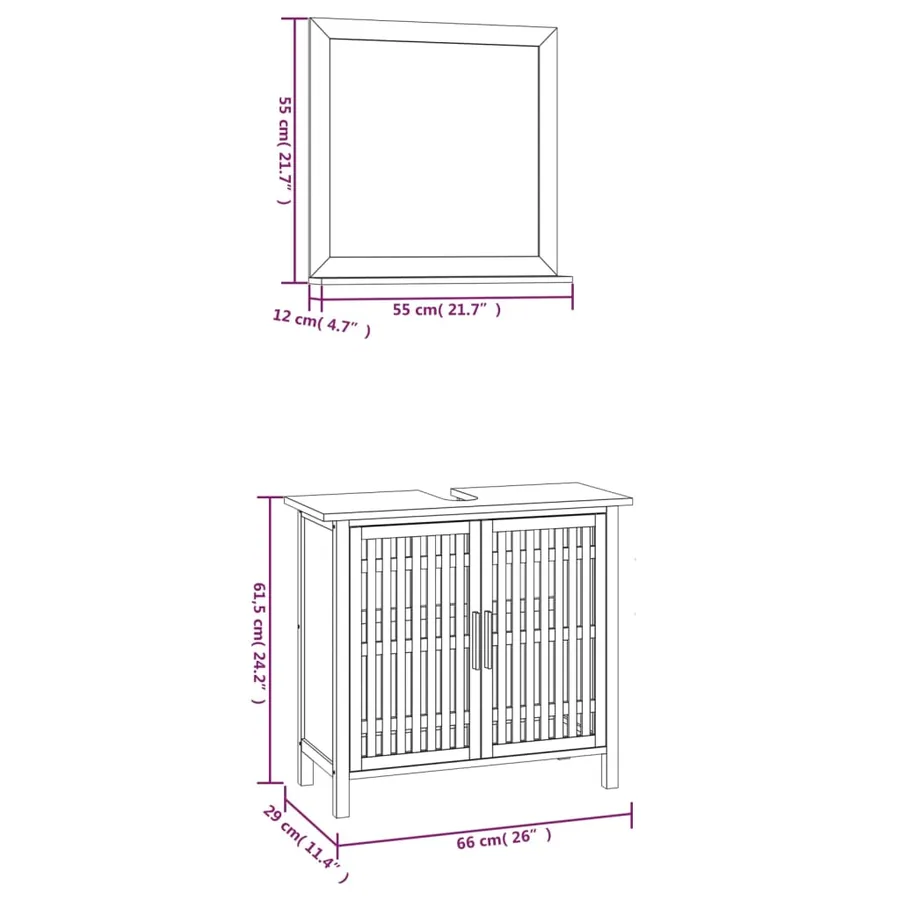 Ensemble de meubles de salle de bain 2 pcs Bois massif de noyer - 8