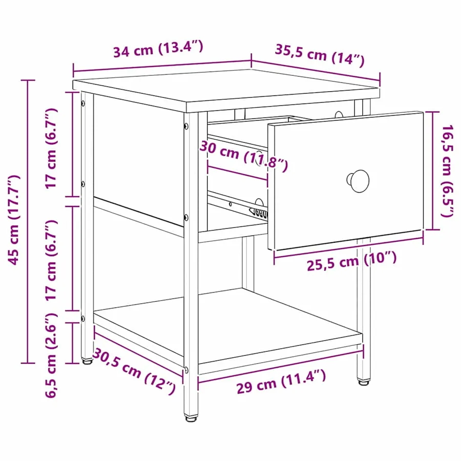 Table de chevet avec tiroir 2 pcs Bois ancien 34 x 35,5 x 45 cm - 14