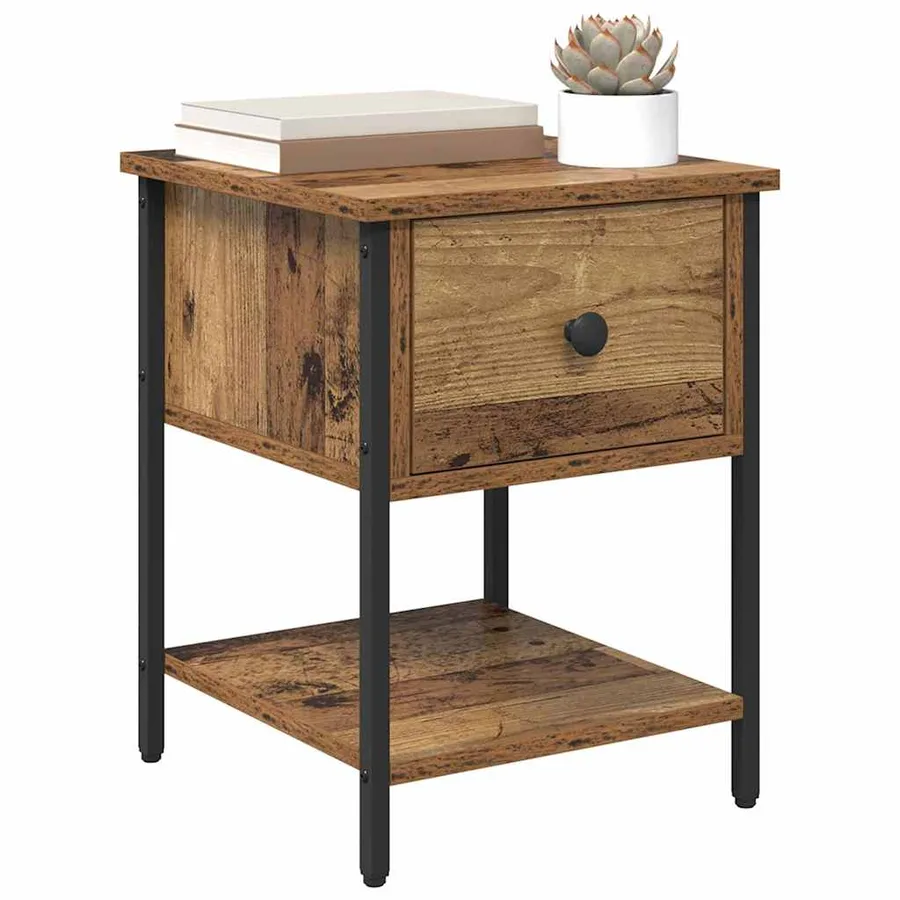 Table de chevet avec tiroir 2 pcs Bois ancien 34 x 35,5 x 45 cm - 3