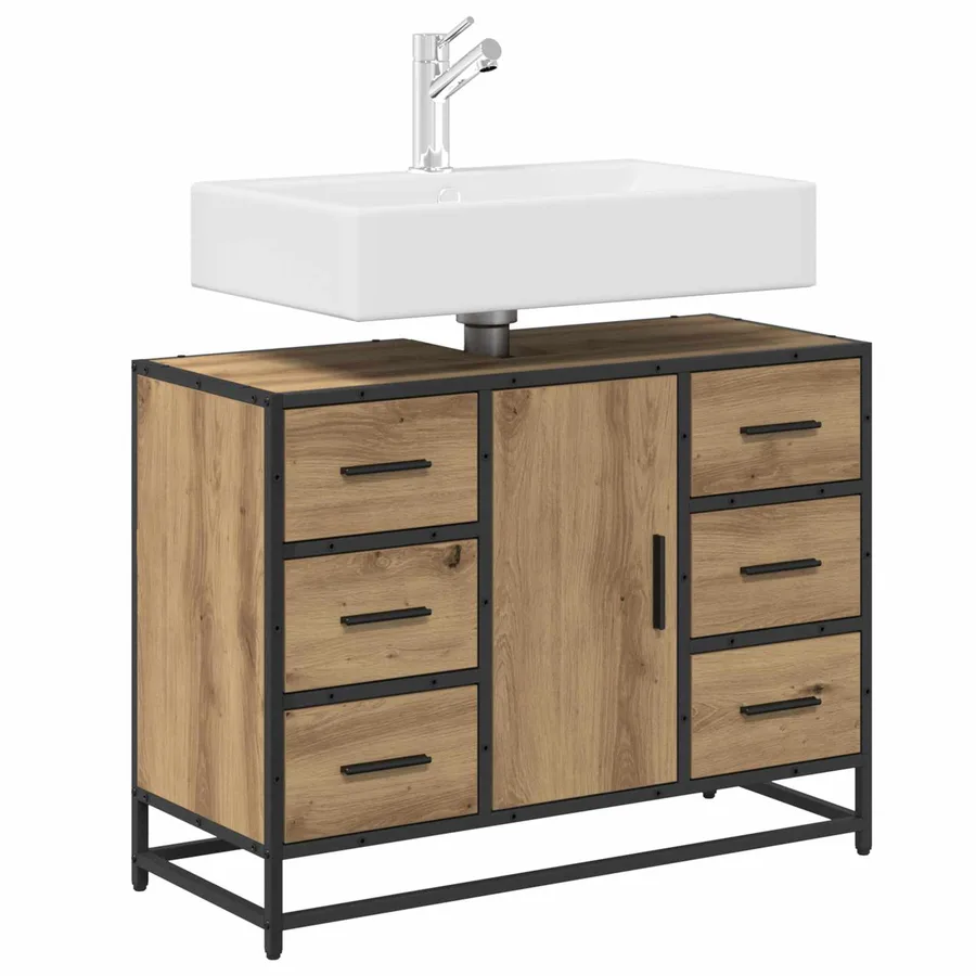 Cabinet de salle de bain Chêne artisanal 80 x 33 x 60 cm - 3
