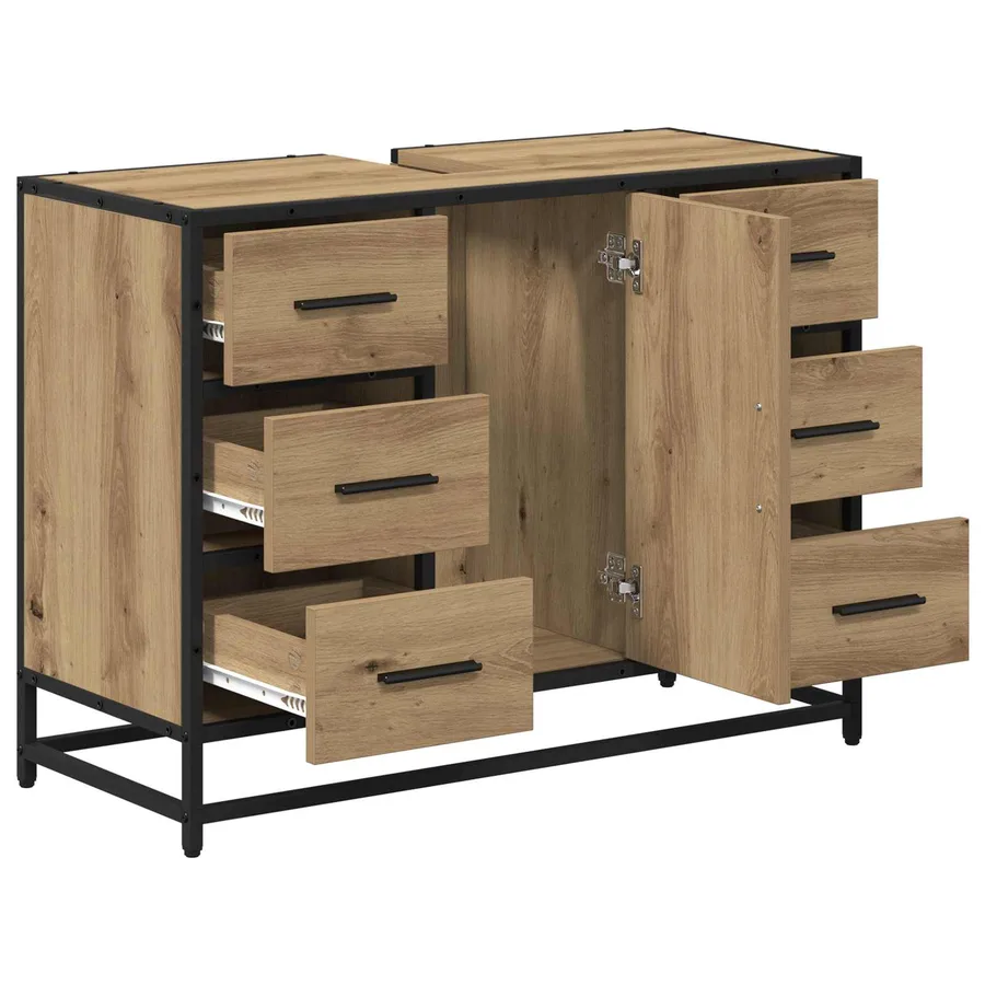 Cabinet de salle de bain Chêne artisanal 80 x 33 x 60 cm - 5