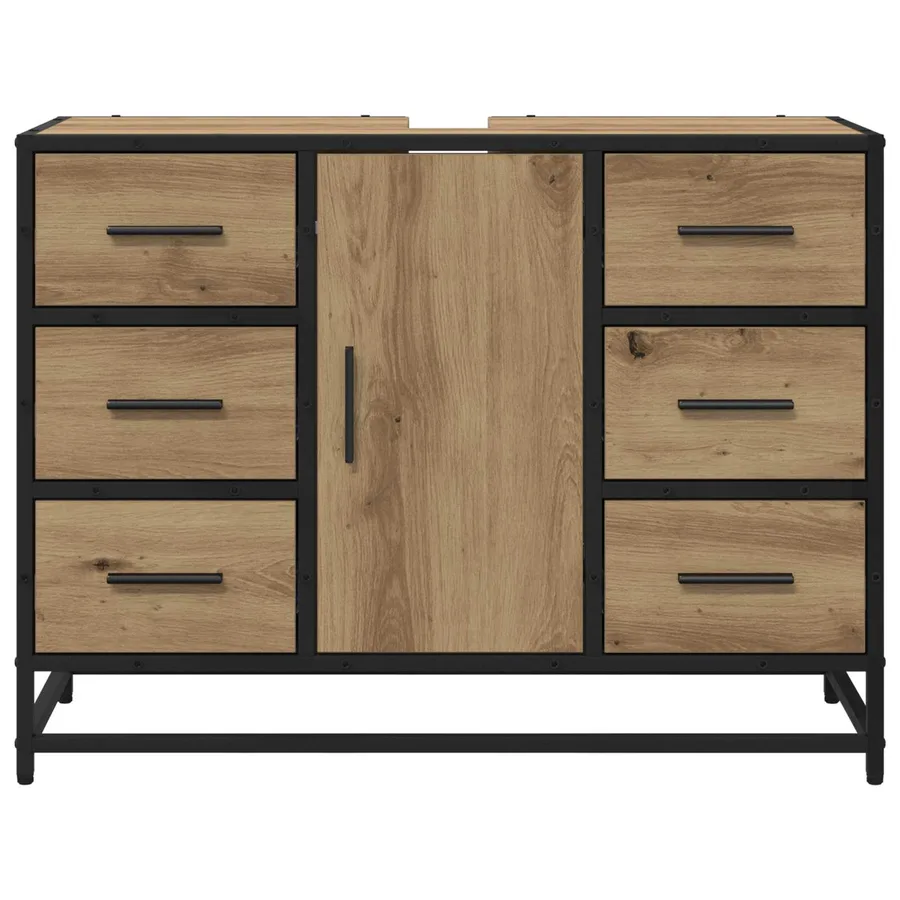 Cabinet de salle de bain Chêne artisanal 80 x 33 x 60 cm - 6