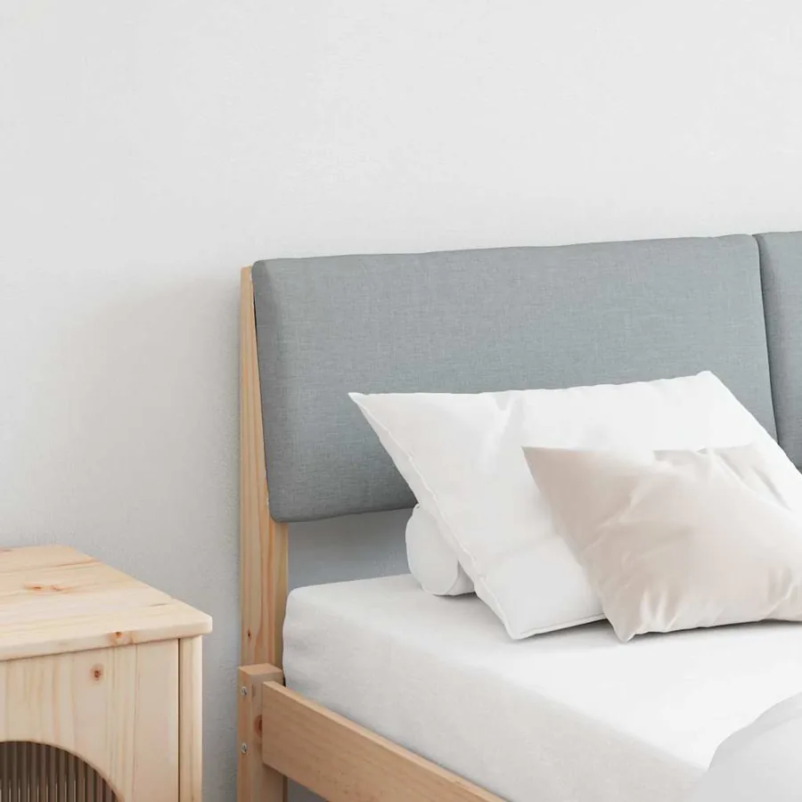 Tête de lit capitonnée Gris clair 135 cm Pin massif