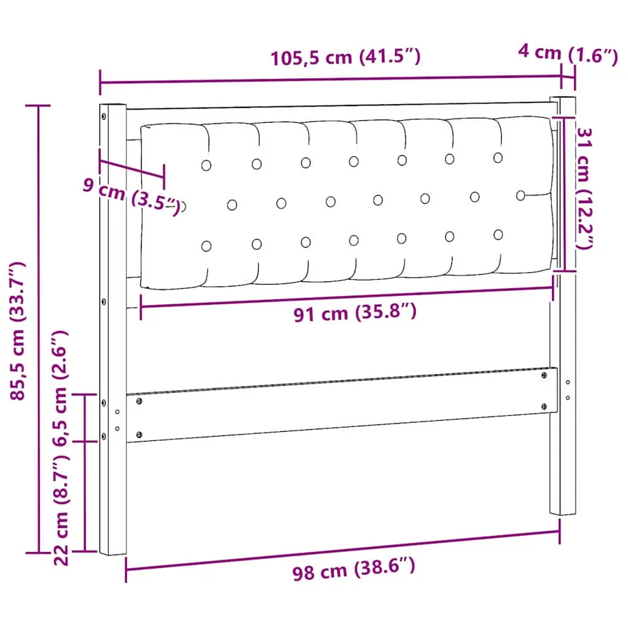 Tête de lit Autre Blanc et gris clair 100 cm Bois massif en pin - 11