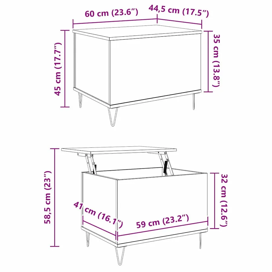 Table basse Bois Ancien 60 x 44,5 x 45 cm Bois d'ingénierie - 12