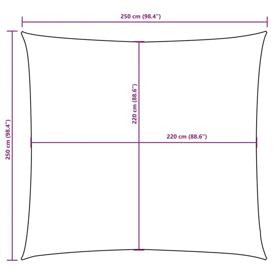 Voile de parasol Tissu Oxford carré 2,5x2,5 m Crème - 10
