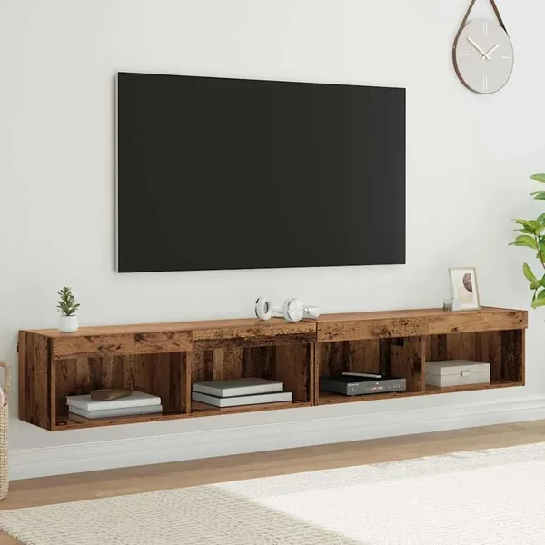 Ensemble meuble TV avec LED 2 pcs Bois ancien 100 x 30 x 30 cm