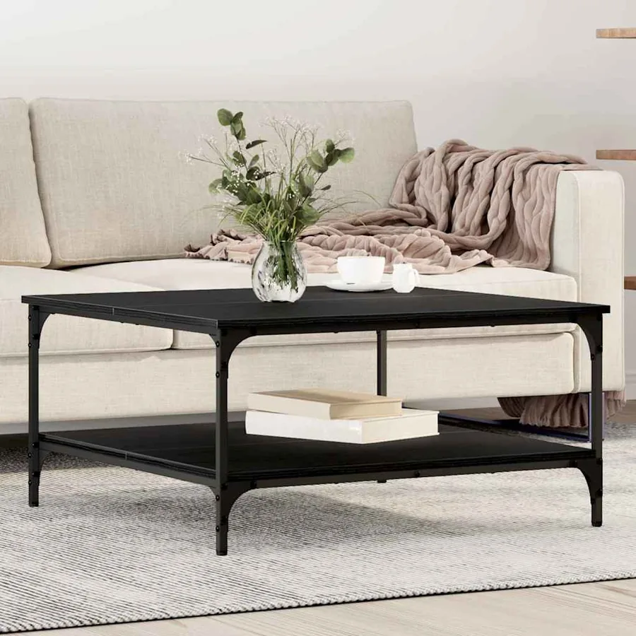Table basse Chêne noir 80 x 80 x 40 cm Bois d'ingénierie