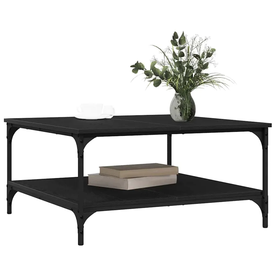 Table basse Chêne noir 80 x 80 x 40 cm Bois d'ingénierie - 3