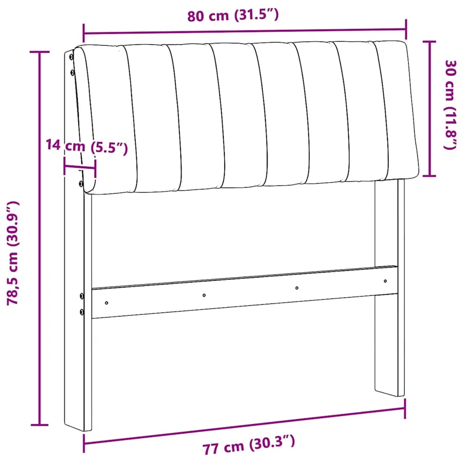 Tête de lit capitonnée Taupe 80 cm Pin massif - 11