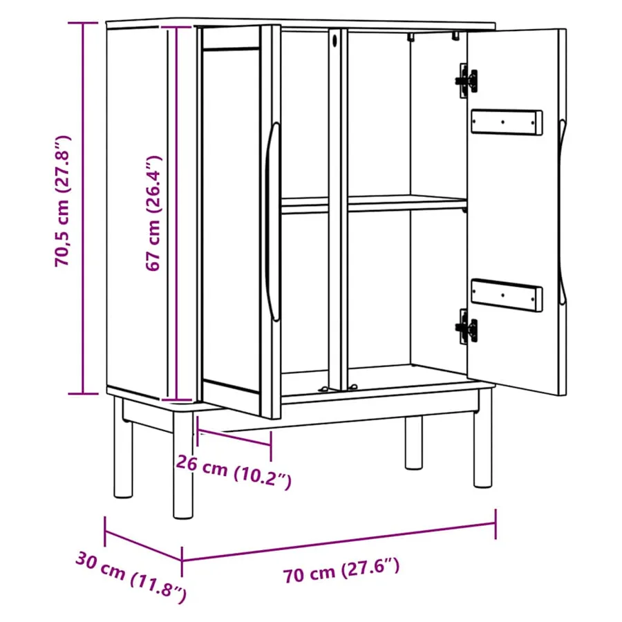 Buffet FLORO Blanc 70 x 30 x 70,5 cm Bois de Pin Massif - 11