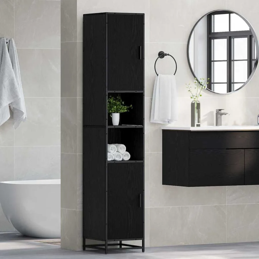 Ensemble de mobilier de salle de bain avec étagère Chêne noir - 4