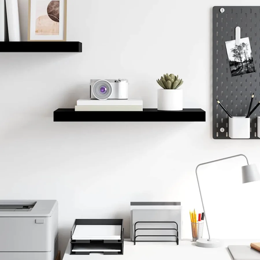 Étagère murale flottante Noir brillant 60x23,5x3,8 cm MDF - 3