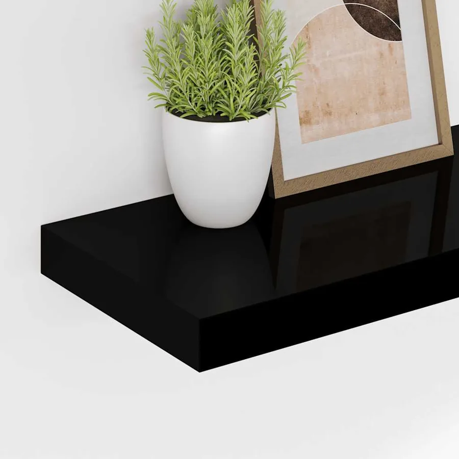 Étagère murale flottante Noir brillant 60x23,5x3,8 cm MDF - 4