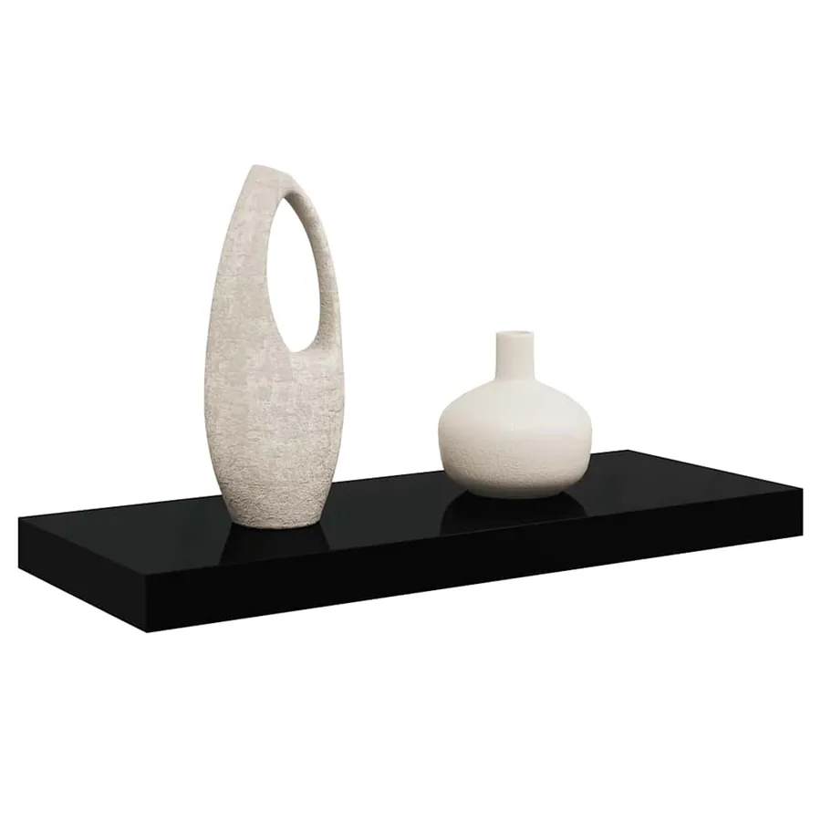 Étagère murale flottante Noir brillant 60x23,5x3,8 cm MDF - 5