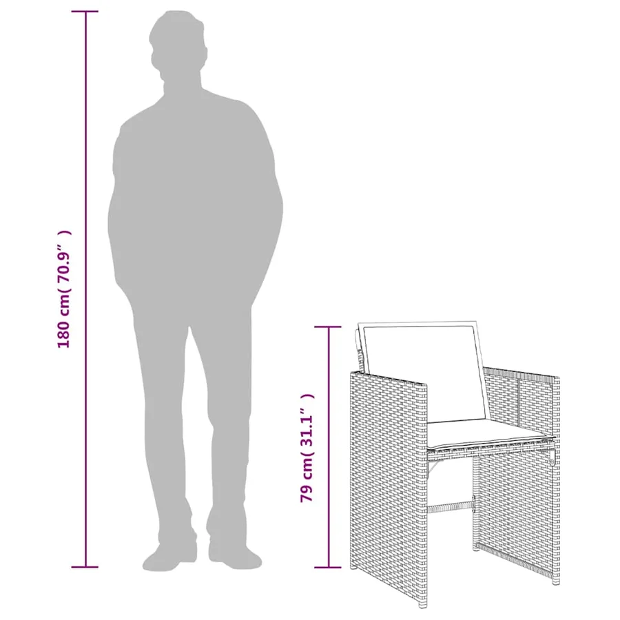 Chaises de jardin lot de 4 avec coussins noir résine tressée - 11