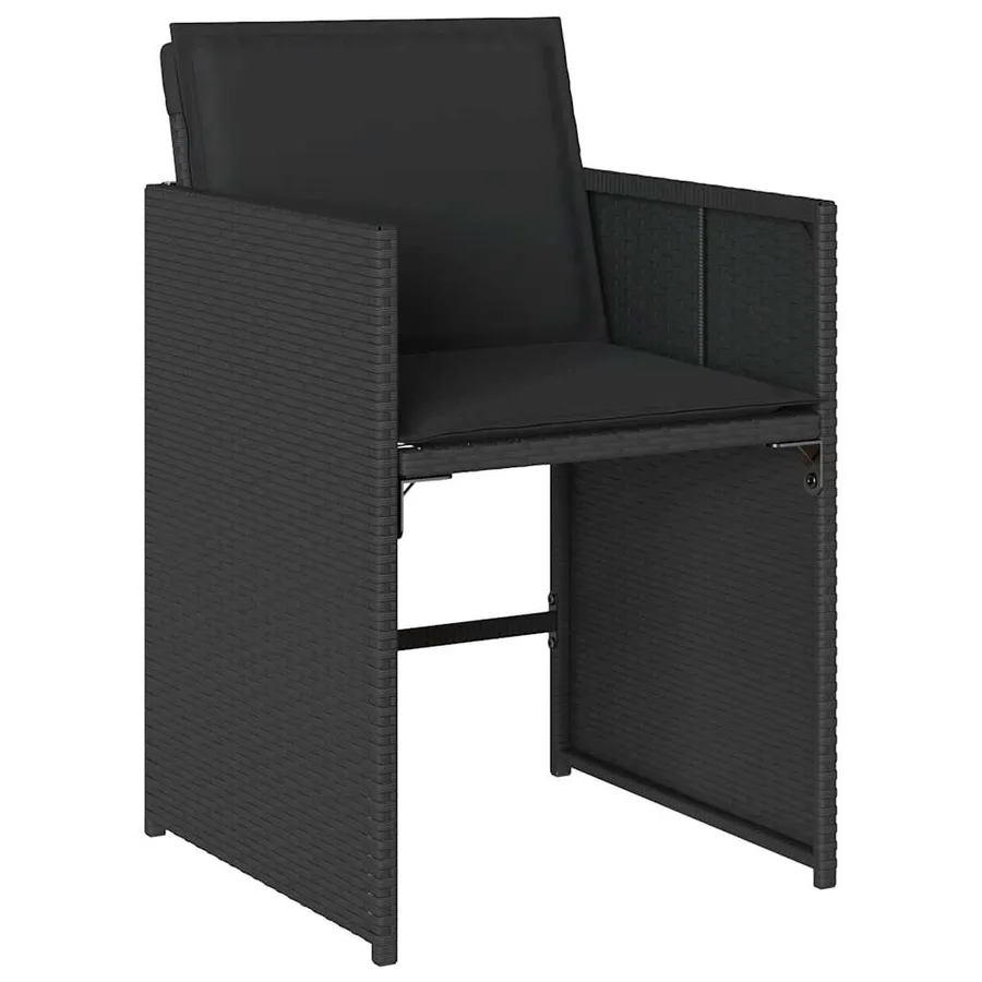 Chaises de jardin lot de 4 avec coussins noir résine tressée - 4